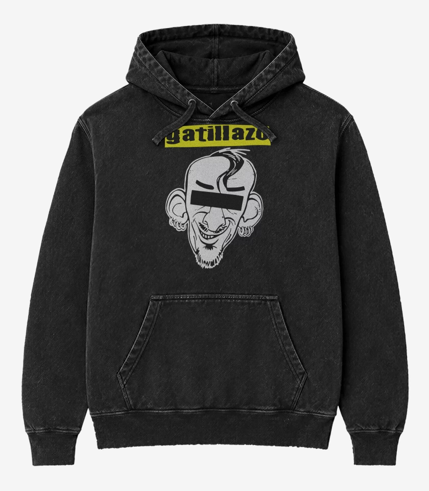Poleron Canguro Acid Wash Negro de Gatillazo