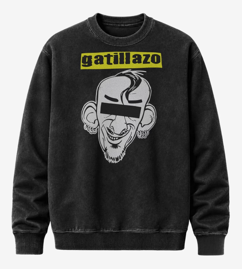 Poleron Polo Acid Wash Negro de Gatillazo