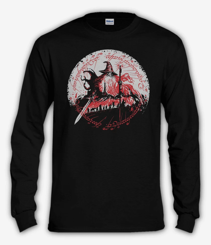 Polera manga larga Negro de Señor de los Anillos Gandalf Comunidad