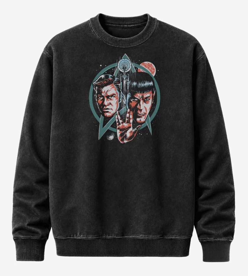 Poleron Polo Acid Wash Negro de Star Trek Spock & Tiberius