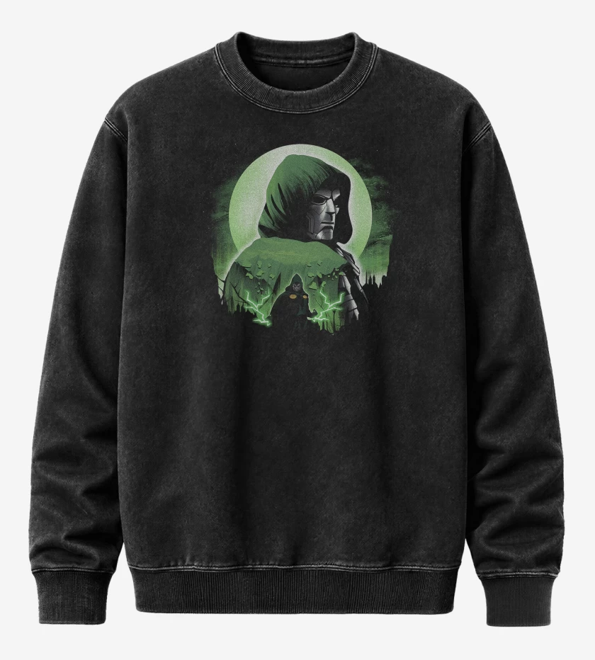 Poleron Polo Acid Wash Negro de Doom Dr
