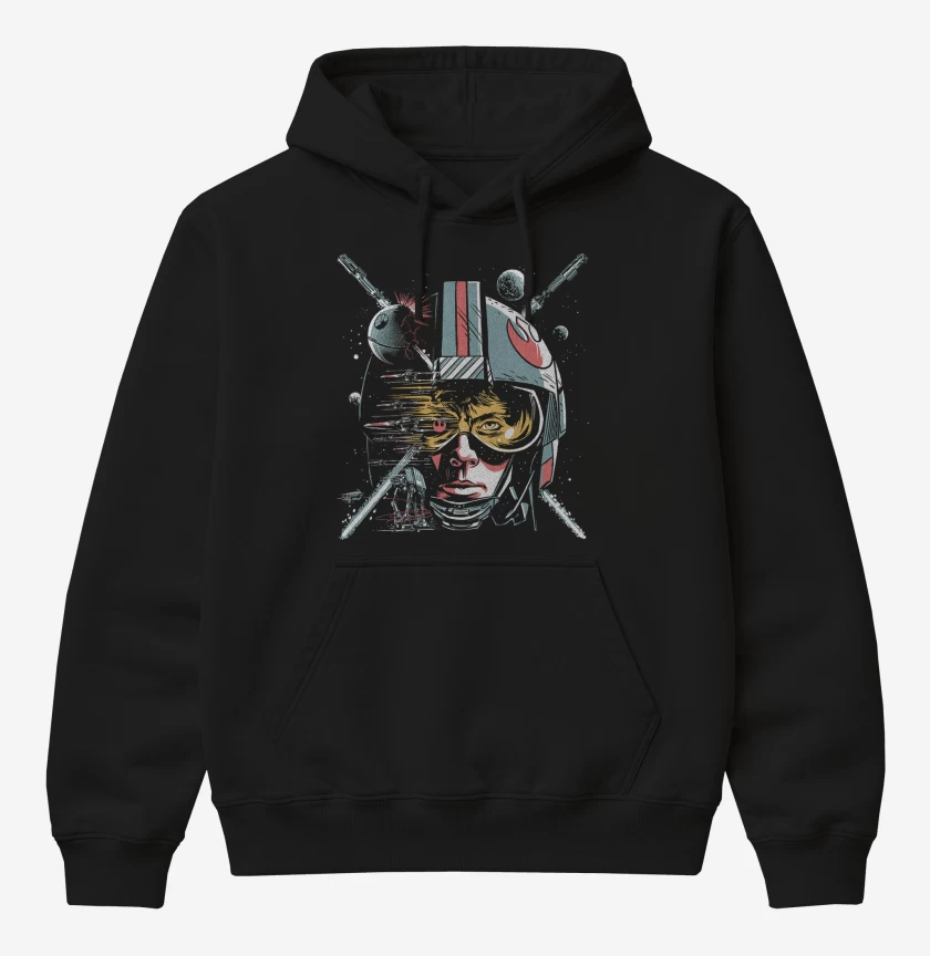 Poleron Canguro básico Negro de Luke Skywalker Star Wars