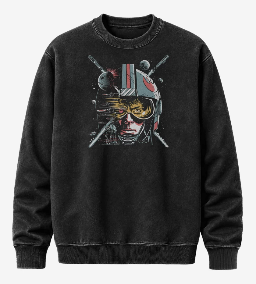 Poleron Polo Acid Wash Negro de Luke Skywalker Star Wars