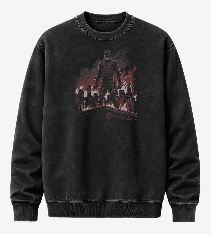 Poleron Polo Acid Wash Negro de DareDevil Venganza