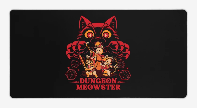 Mouse pad Gamer Negro de Calabozo y Gatitos