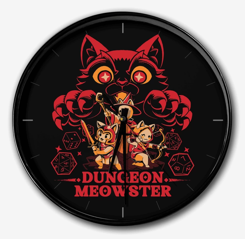 Reloj Negro de Calabozo y Gatitos