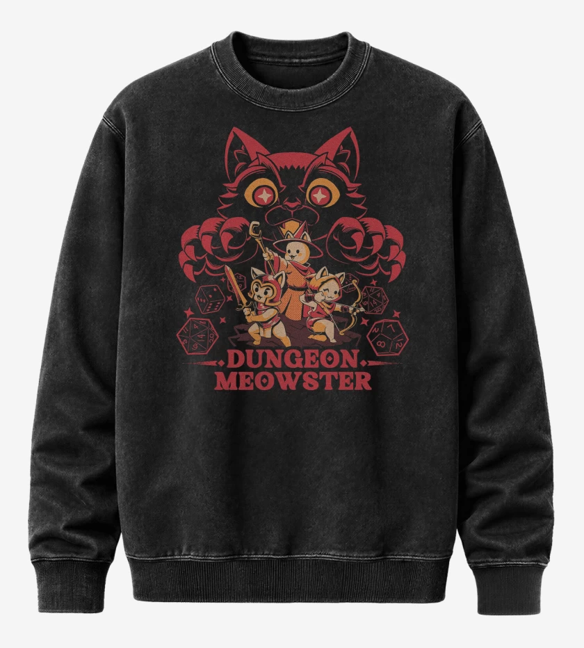 Poleron Polo Acid Wash Negro de Calabozo y Gatitos