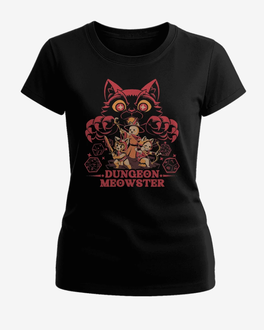 Polera de Mujer Negro de Calabozo y Gatitos