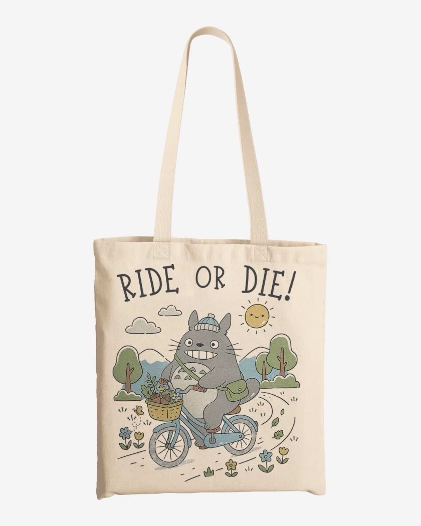 Totebag Blanco de Pedalea o Muere Totoro