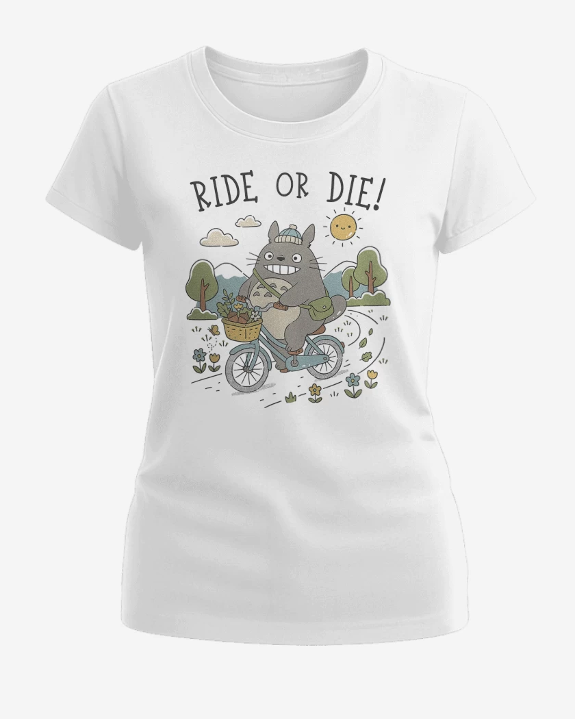 Polera de Mujer Blanco de Pedalea o Muere Totoro