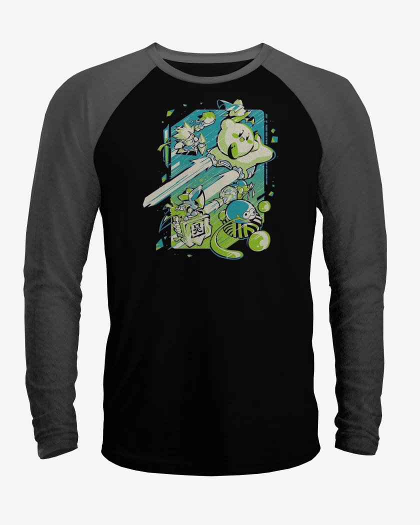 Polera Raglan Negro / Negro Heather de Kirby Velocidad