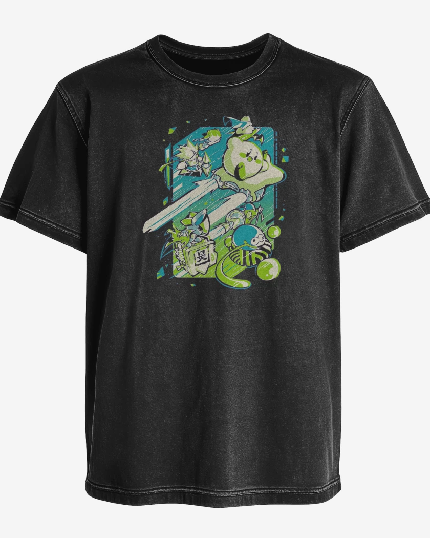 Polera desgastada Negro de Kirby Velocidad