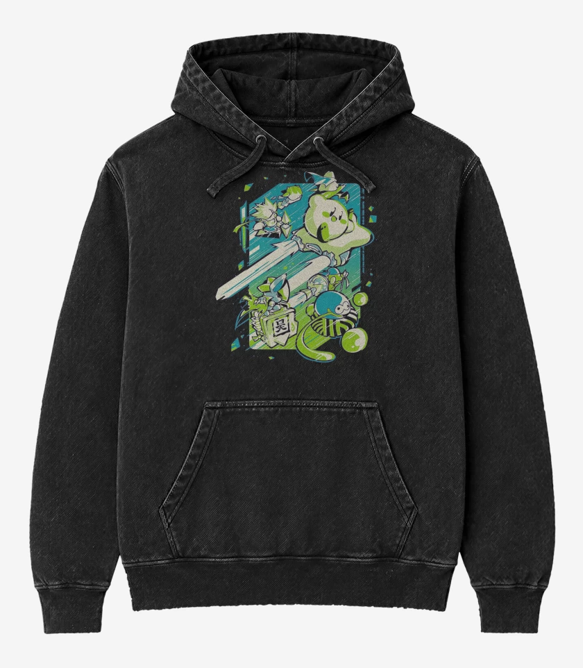 Poleron Canguro Acid Wash Negro de Kirby Velocidad