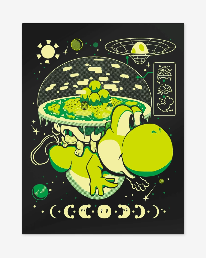 Print metalico Negro de Yoshi Island Nintendo