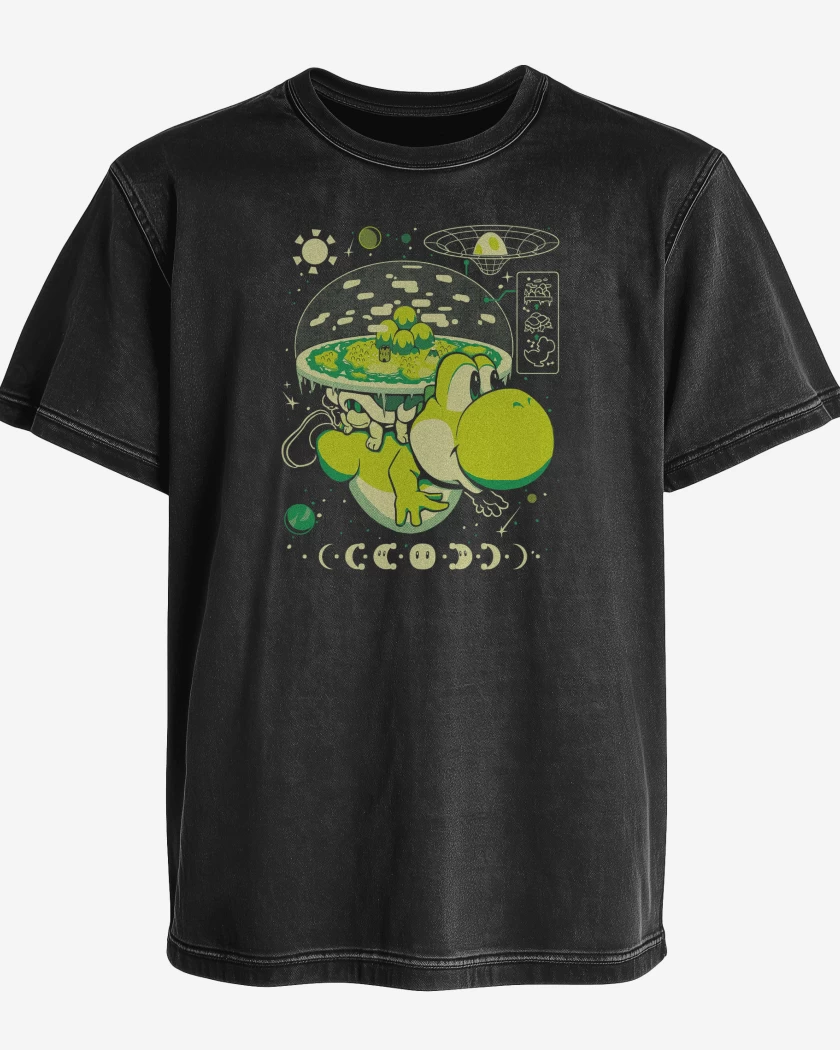 Polera desgastada Negro de Yoshi Island Nintendo