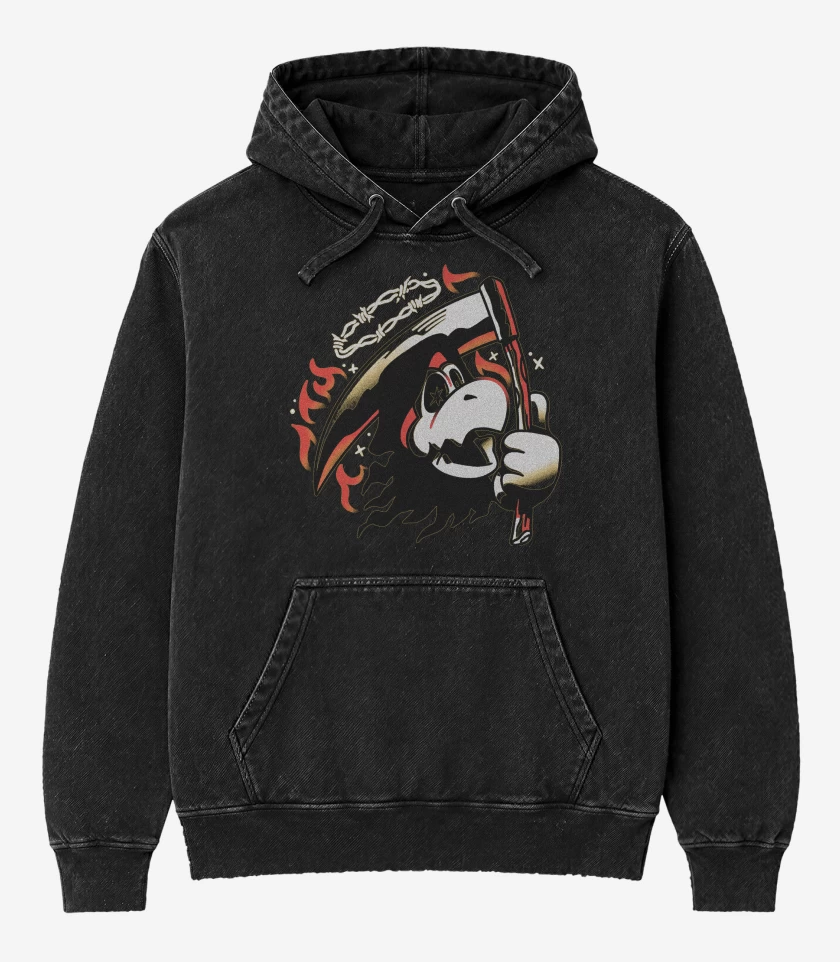 Poleron Canguro Acid Wash Negro de Mario Bros Koopa Muerte