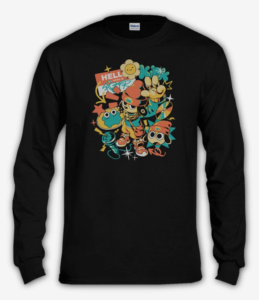Polera manga larga Negro de PaRappa the Rapper