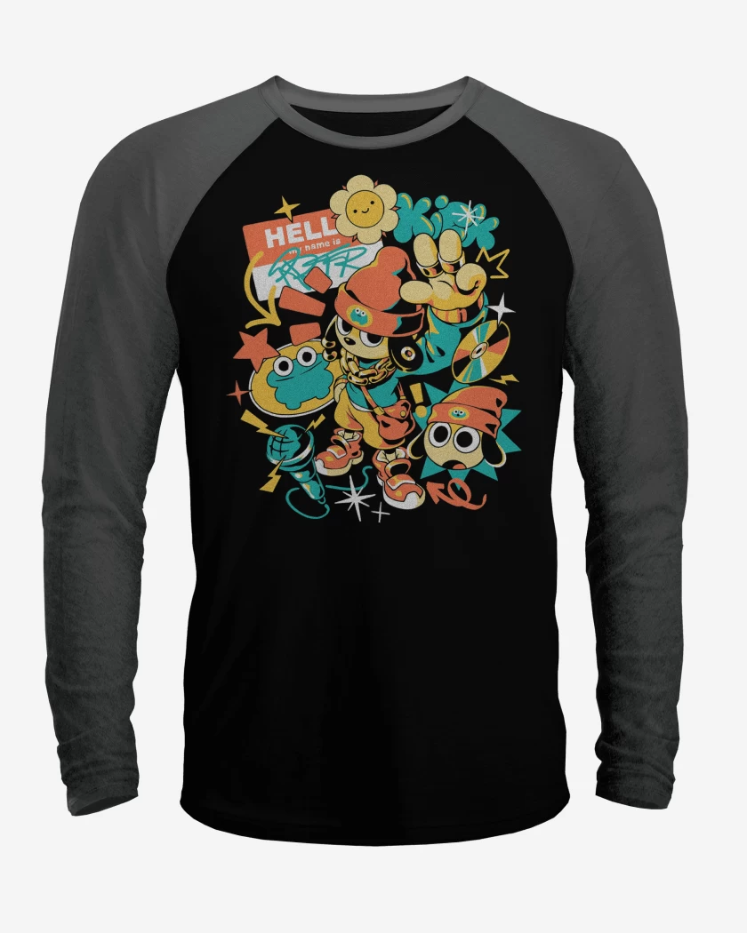 Polera Raglan Negro / Negro Heather de PaRappa the Rapper