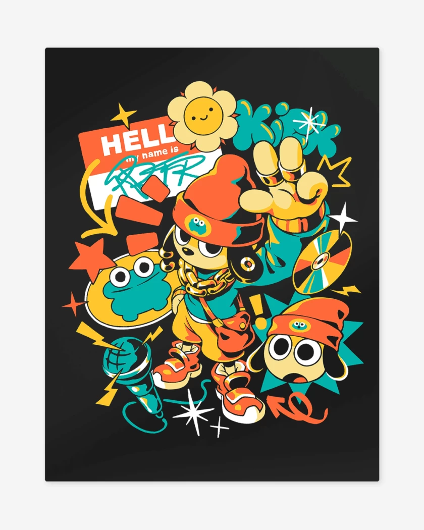 Print metalico Negro de PaRappa the Rapper