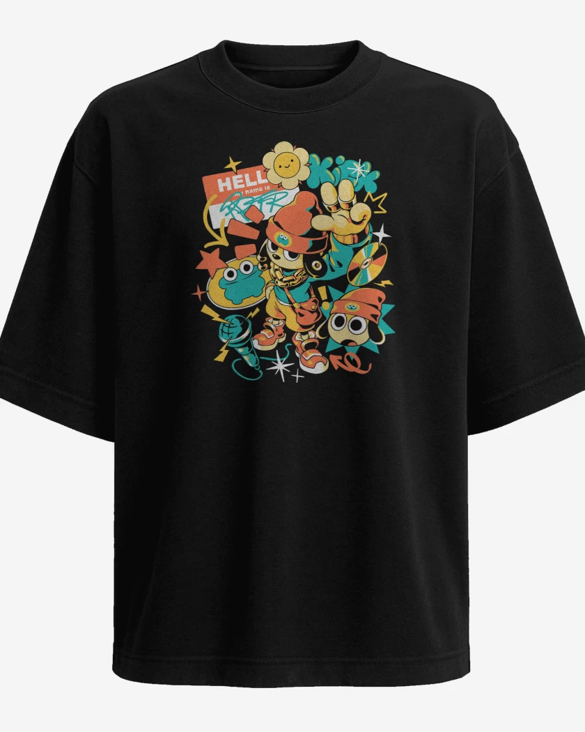 Polera Oversize Negro de PaRappa the Rapper