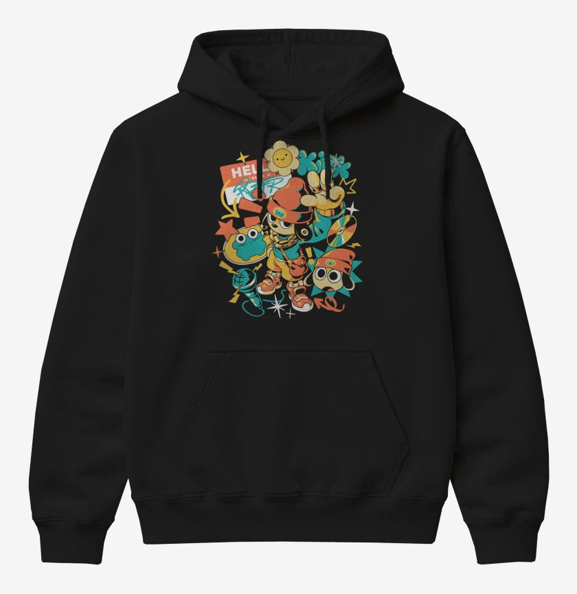 Poleron Canguro básico Negro de PaRappa the Rapper