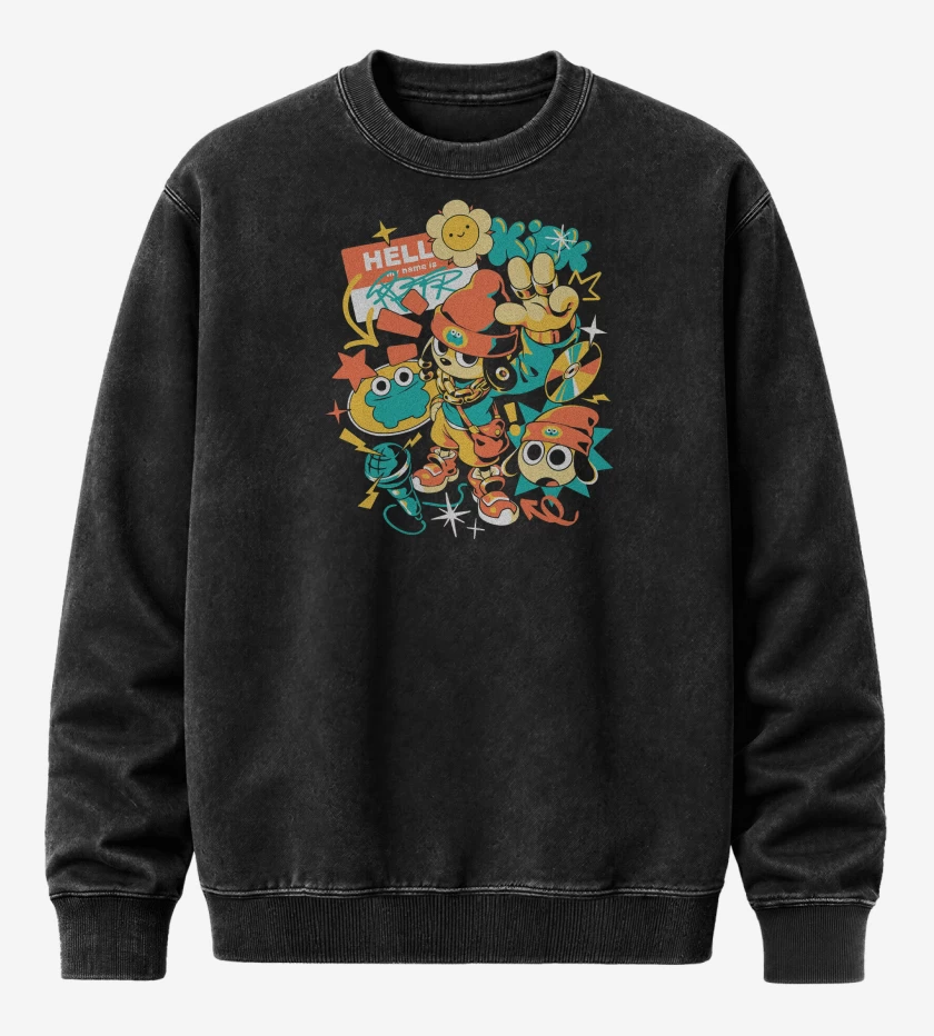 Poleron Polo Acid Wash Negro de PaRappa the Rapper