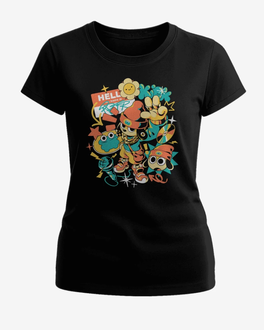 Polera de Mujer Negro de PaRappa the Rapper