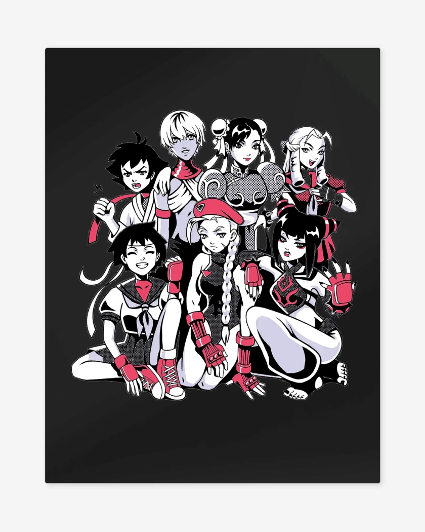 Print metalico Negro de Peleadoras Street Fighter