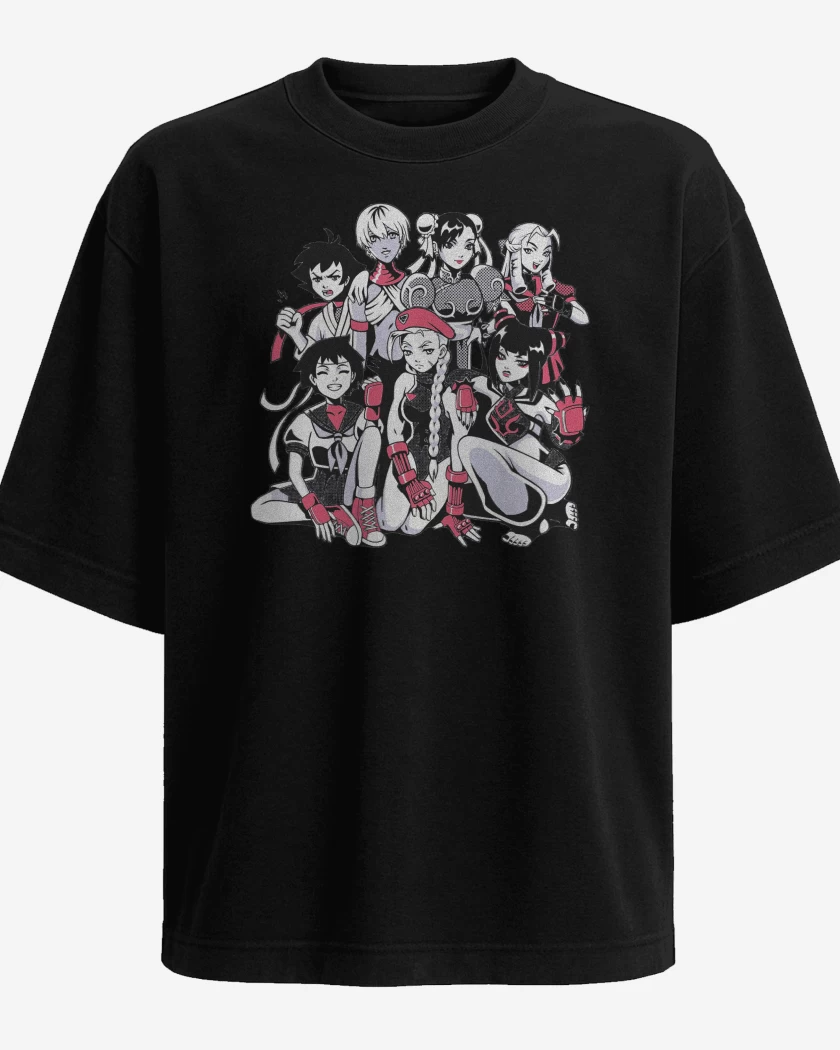 Polera Oversize Negro de Peleadoras Street Fighter