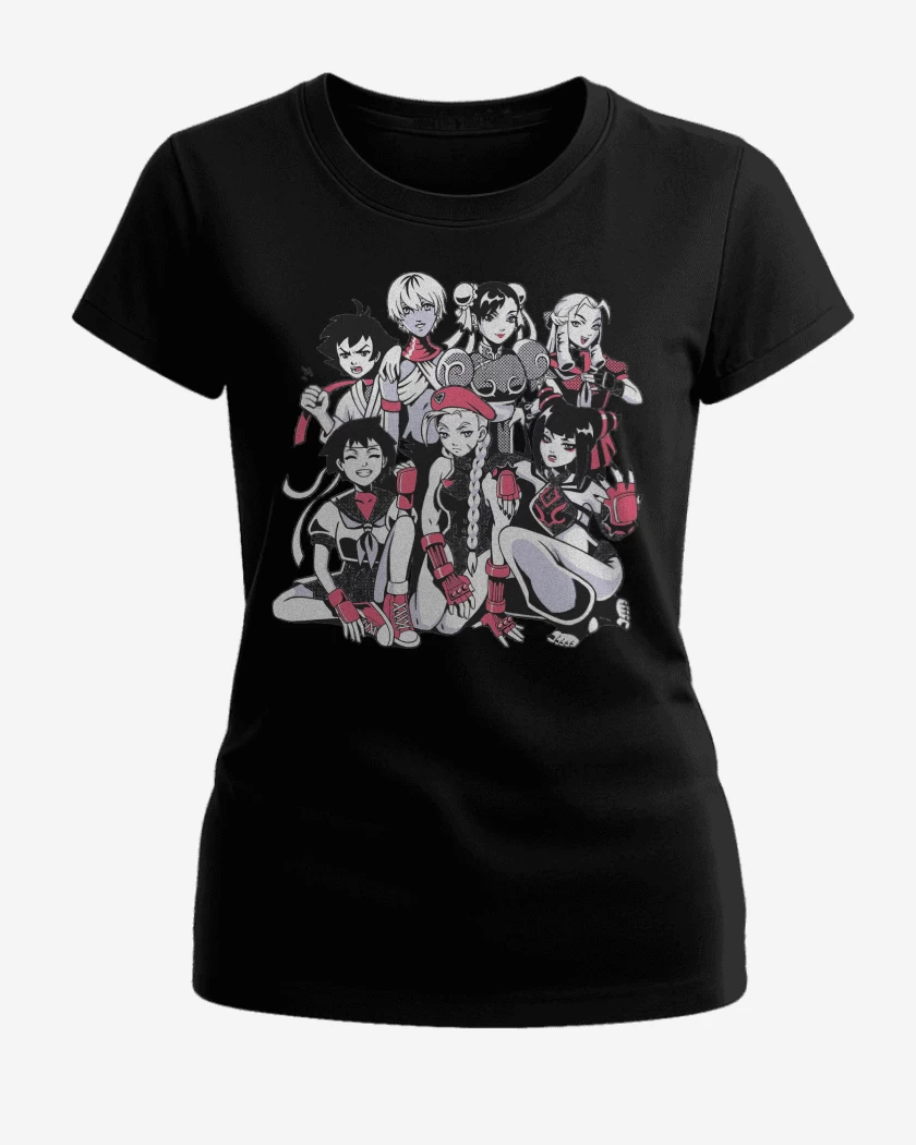Polera de Mujer Negro de Peleadoras Street Fighter