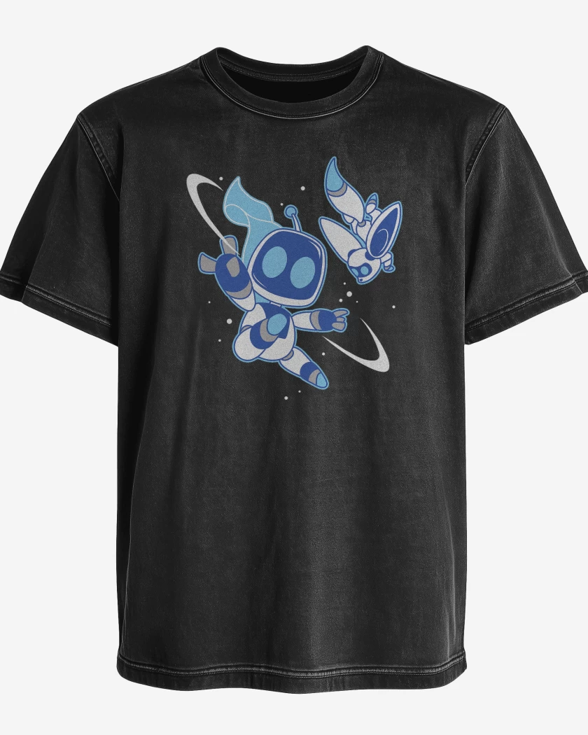 Polera desgastada Negro de Astrobot