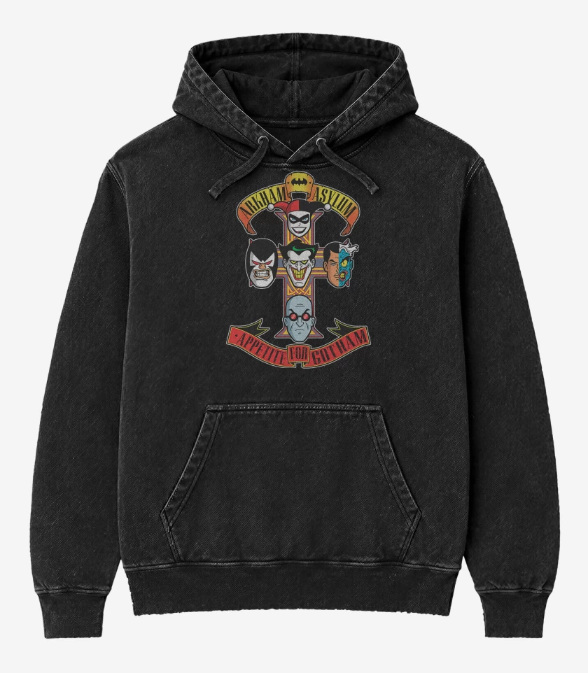 Poleron Canguro Acid Wash Negro de Guns n Goyham