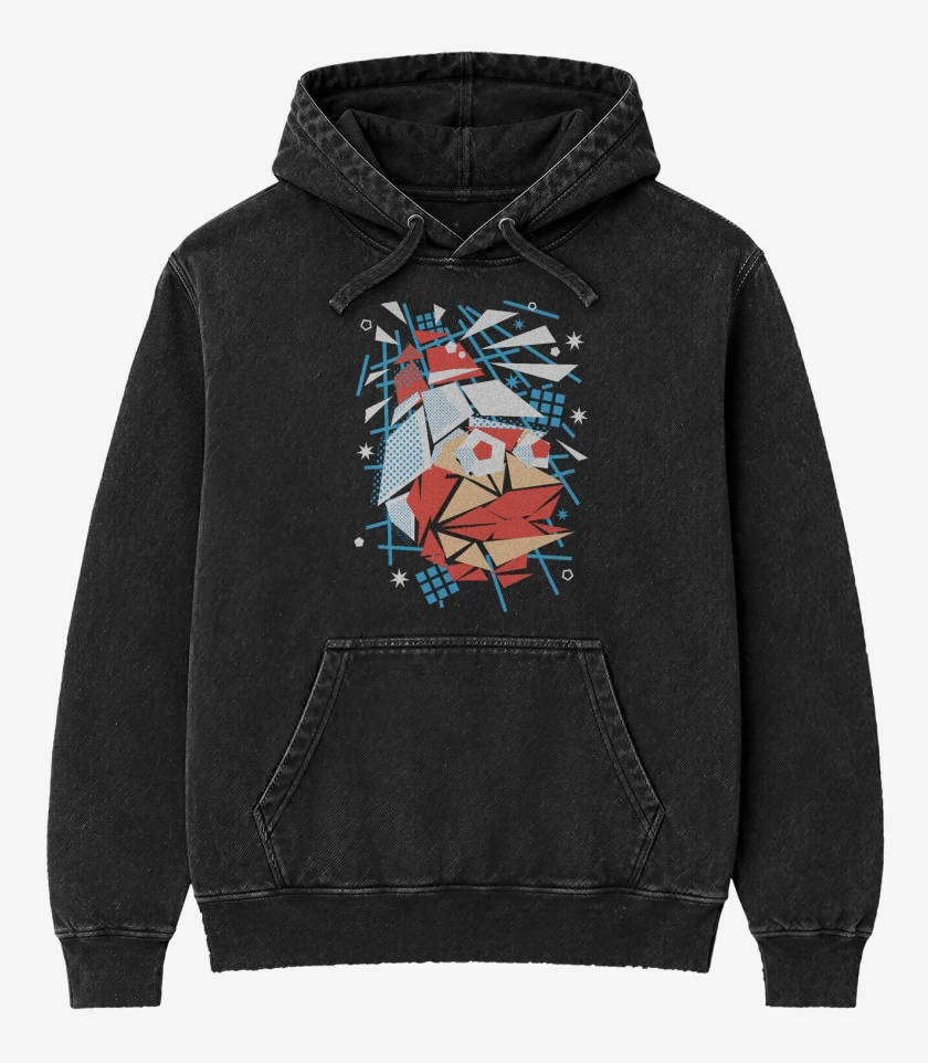 Poleron Canguro Acid Wash Negro de Ape Escape