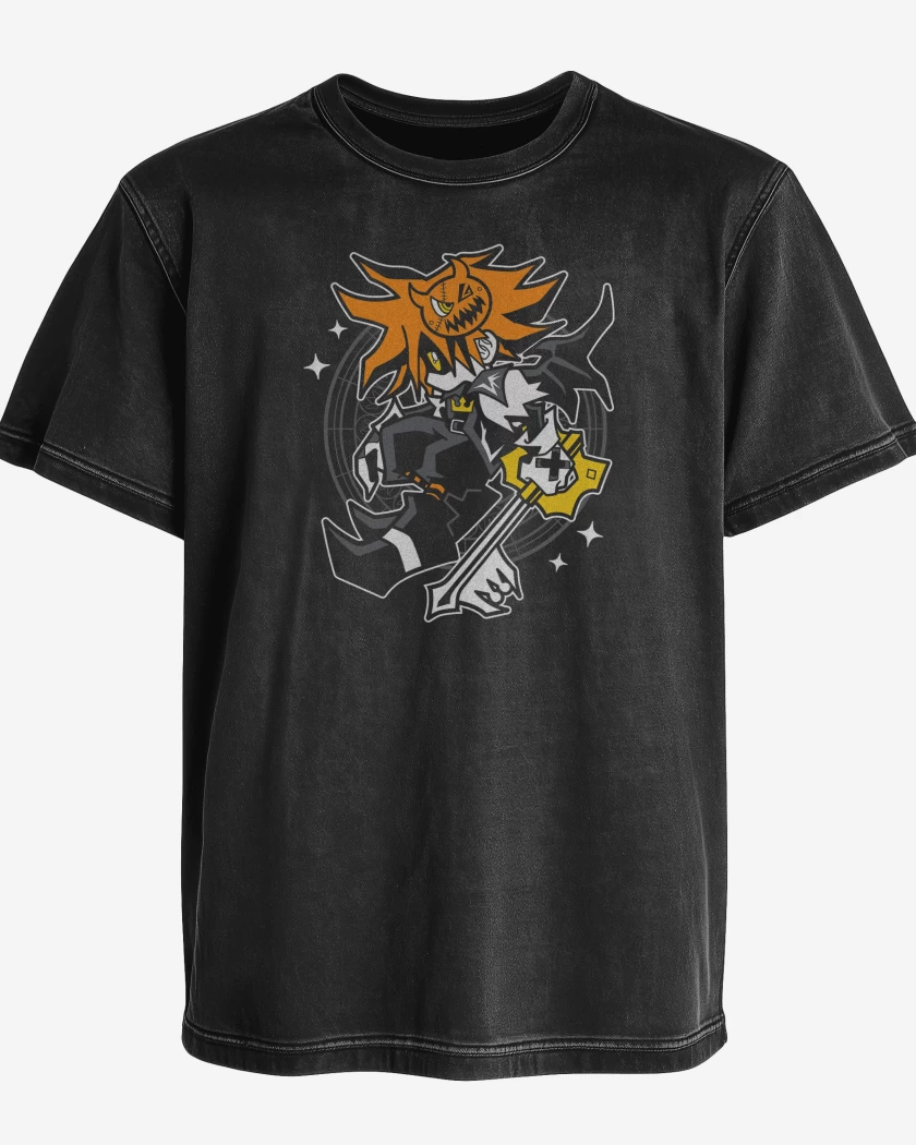 Polera desgastada Negro de Sora Halloween 