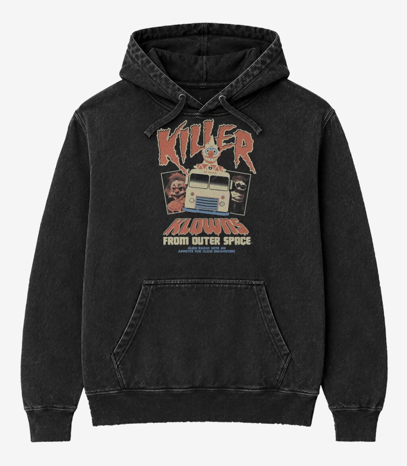 Poleron Canguro Acid Wash Negro de Killer Klowns From Outer Space