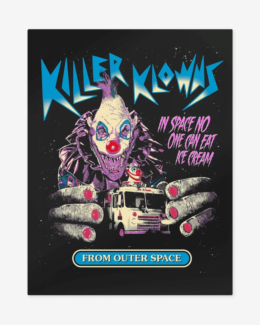 Print metalico Negro de Killer Klowns Klowzilla