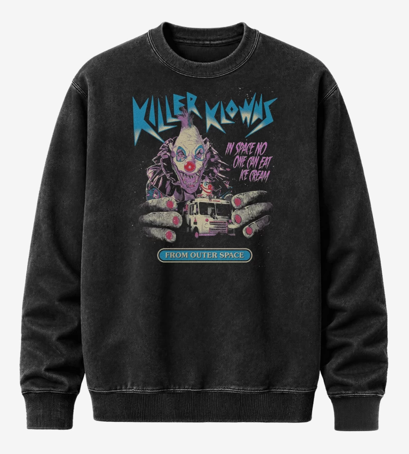 Poleron Polo Acid Wash Negro de Killer Klowns Klowzilla