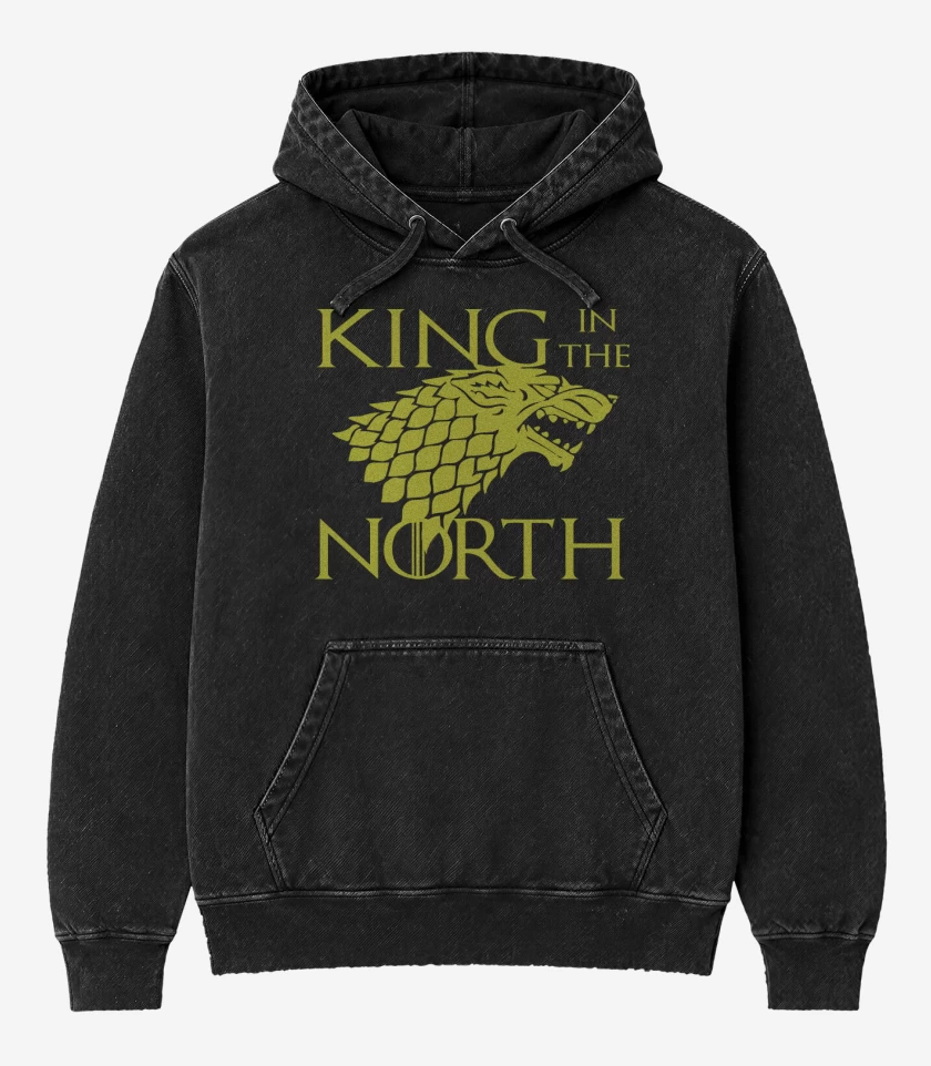 Poleron Canguro Acid Wash Negro de King In The North