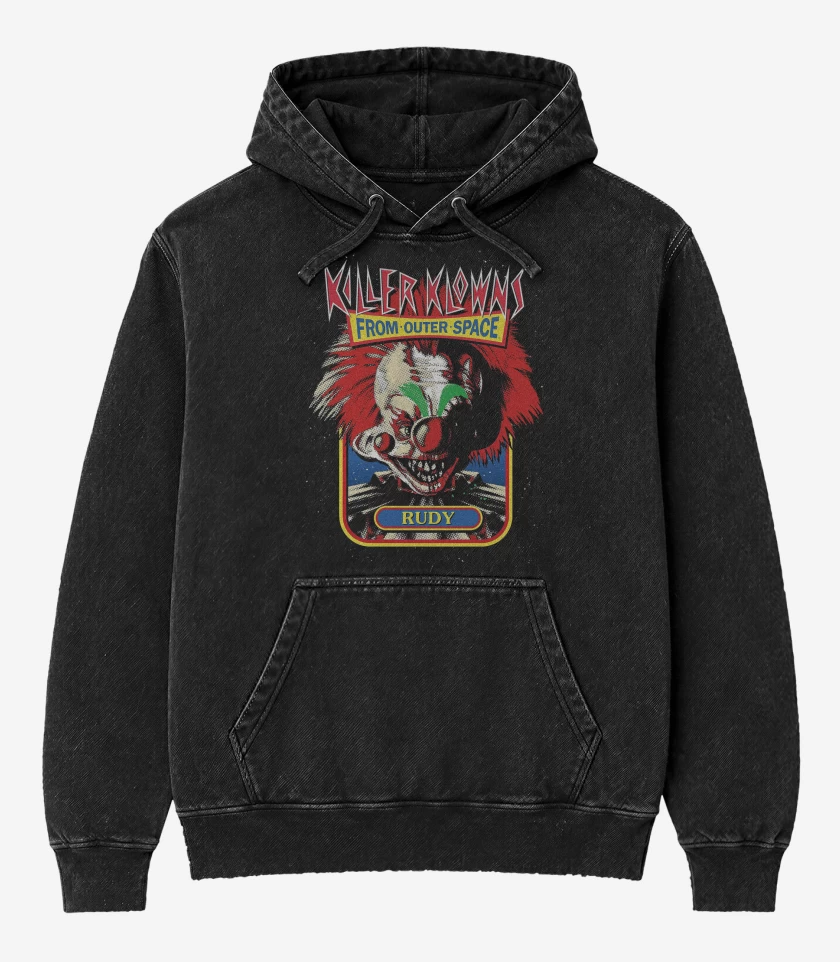 Poleron Canguro Acid Wash Negro de Killer Klowns Rudy