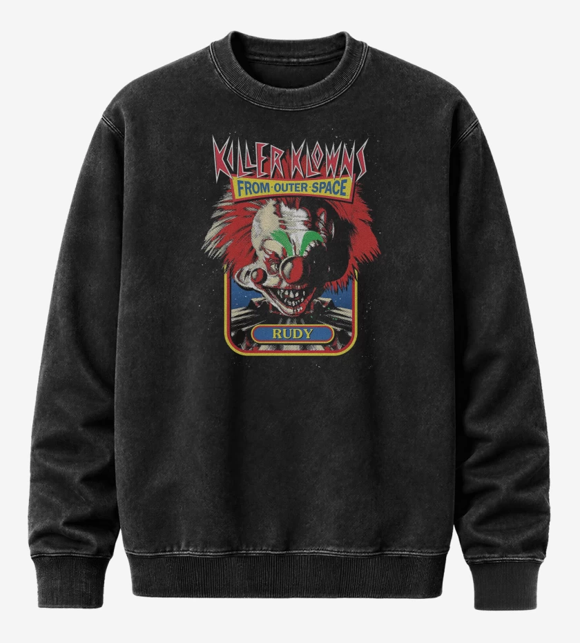 Poleron Polo Acid Wash Negro de Killer Klowns Rudy