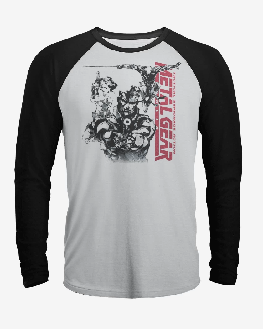 Polera Raglan Negro / Negro Heather de Metal Gear Solid I