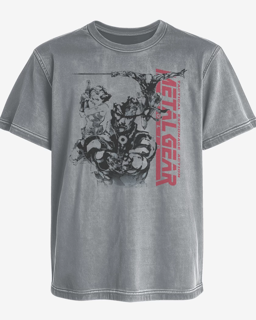 Polera desgastada Gris Melange de Metal Gear Solid I