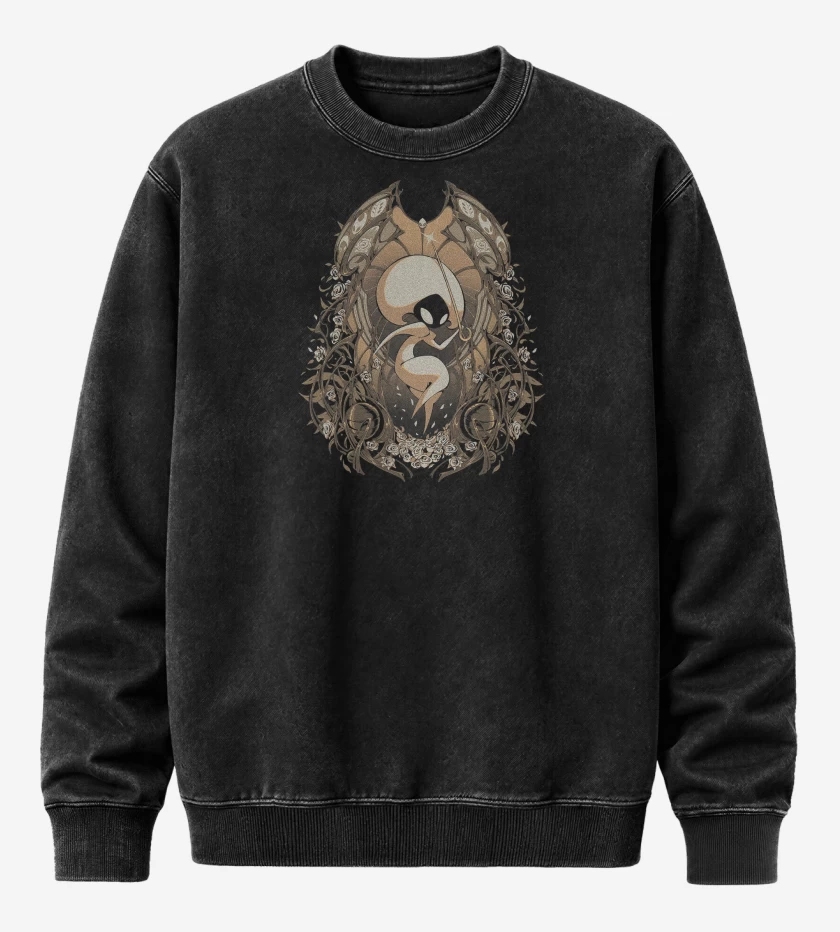 Poleron Polo Acid Wash Negro de Hollow Knight Silksong Lace