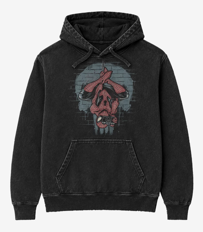 Poleron Canguro Acid Wash Aracnopunisher