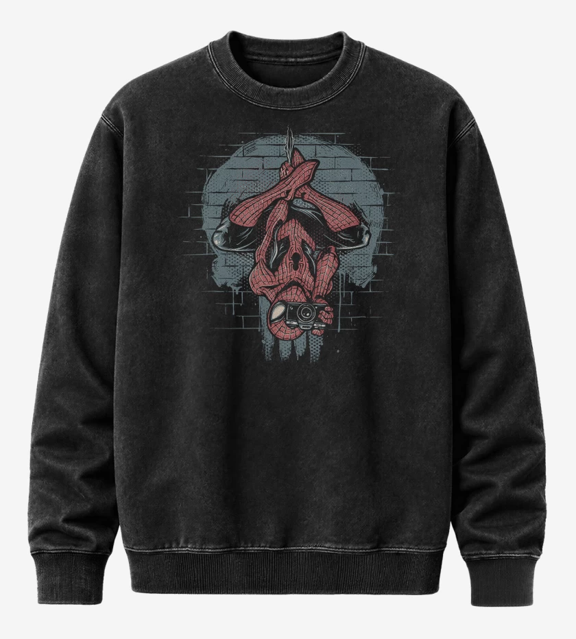 Poleron Polo Acid Wash Negro de Aracnopunisher