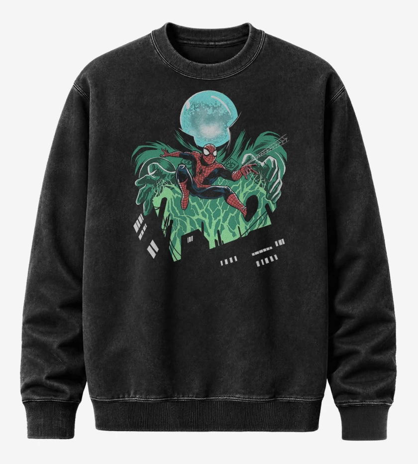 Poleron Polo Acid Wash Negro de Spider Trap