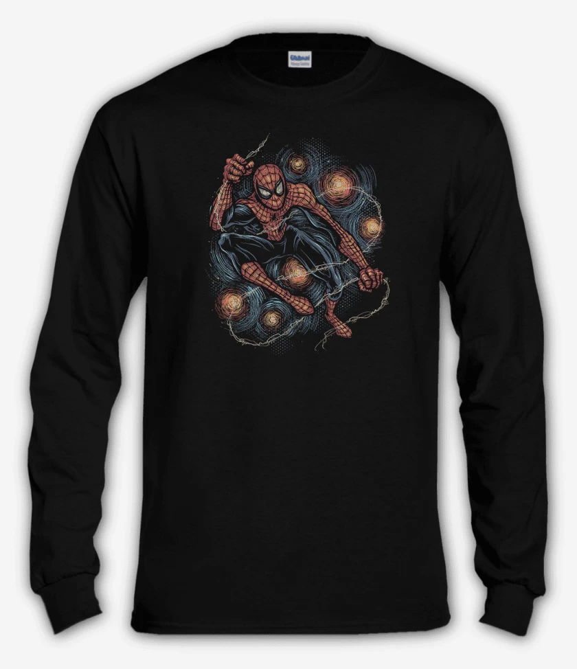 Polera manga larga Negro de Spiderman Night
