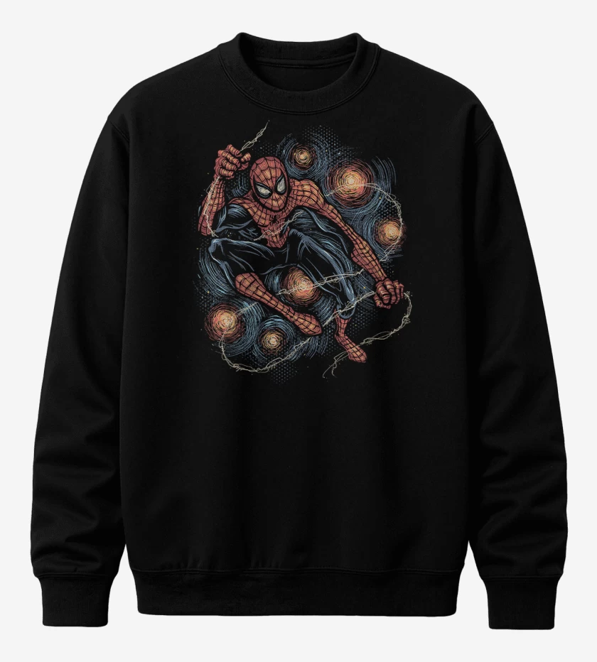 Poleron polo Negro de Spiderman Night