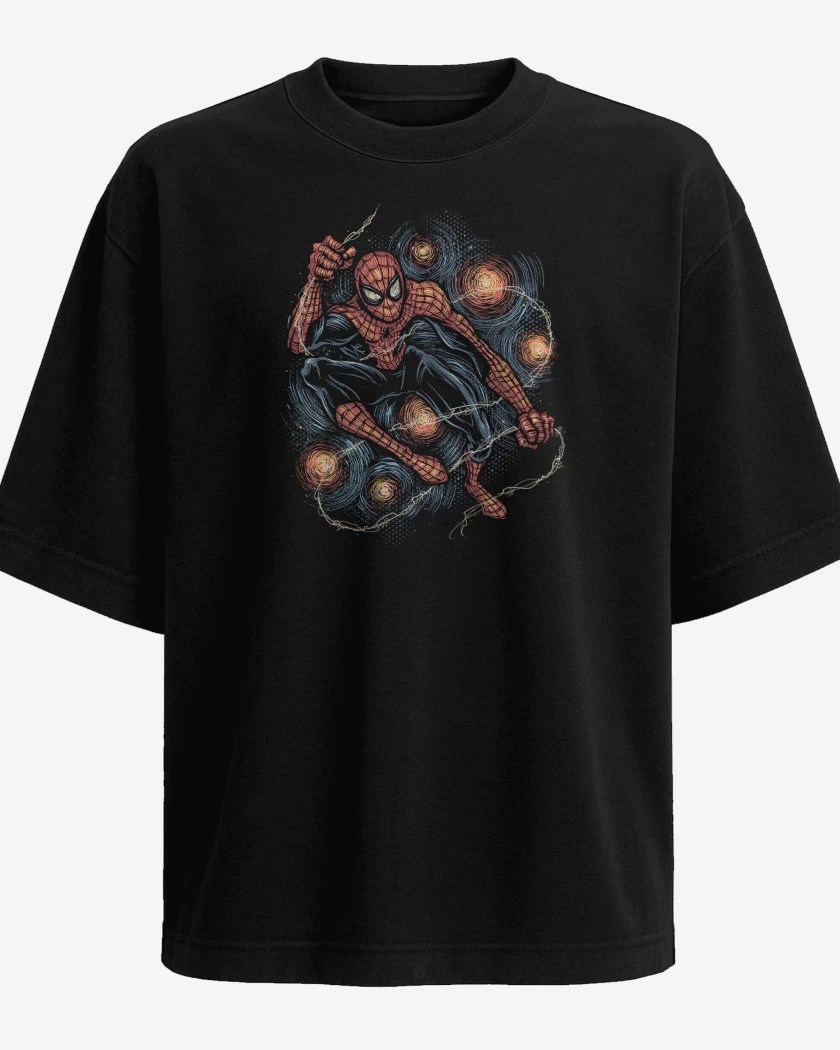 Polera Oversize Negro de Spiderman Night