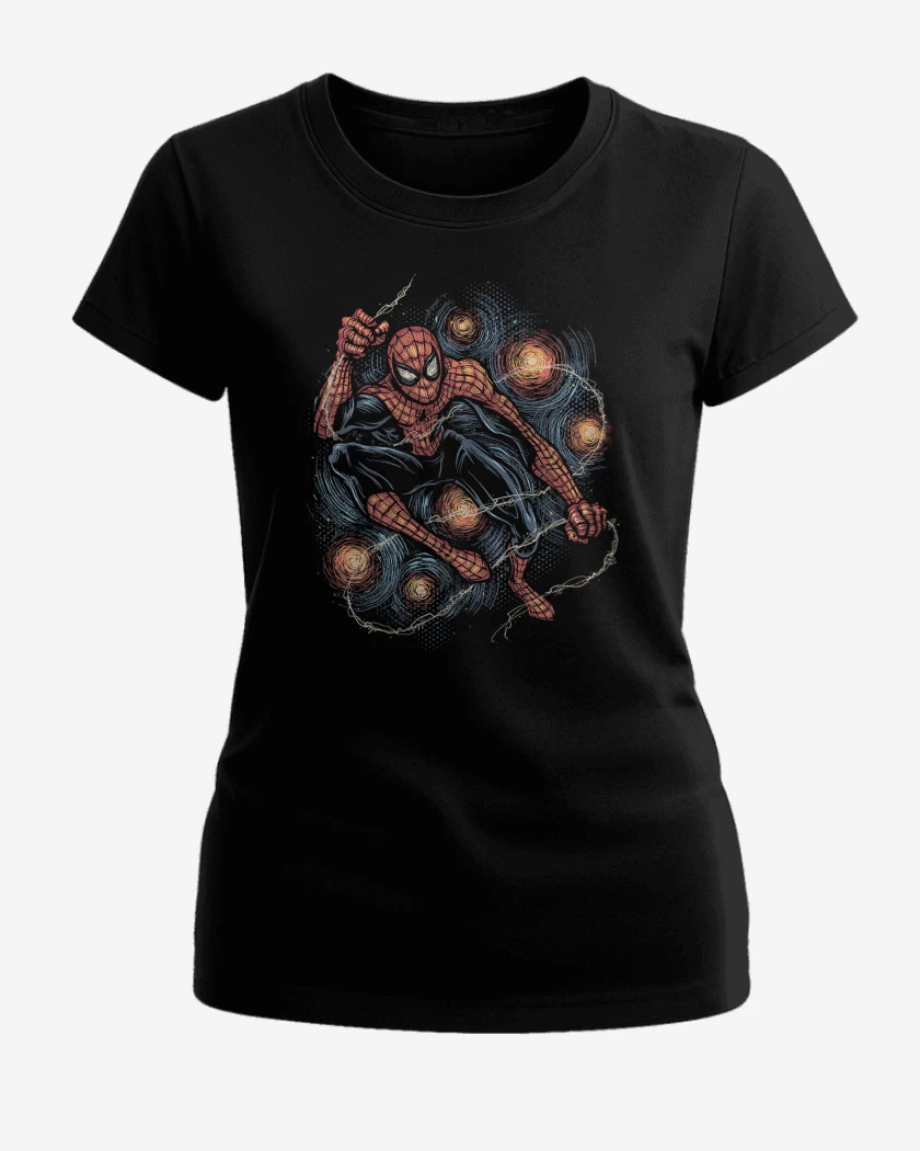 Polera de Mujer Negro de Spiderman Night
